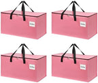 4 Pack Extra Large Heavy Duty Moving Bags with Reinforced Zipper & Wide Carry Handles, Stylish Pink Storage Totes for Clothes Packing, Dorm Moves & Apartment Organization, Pink by YeueysMovingEasy