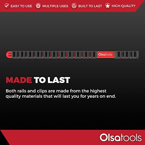 Olsa Tools Premium Wall-Mount Screwdriver Organizer - Red Nylon with Black Clips - Holds 14 Screwdrivers - Part: 1030 - Image 3