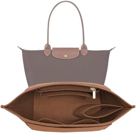 LOUKAYCCI Purse Organizer Insert for Le Pliage Large Handbags Insert Organizer (Brown, Large) by LOUKAYCCIPREMIUMBRAND