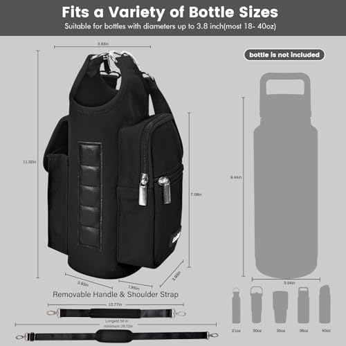 icolor Magnetic Gym Bag Water Bottle Carrier Holder with Phone Pockets & Shoulder Strap,Gym Magnetic Bag 5 Built-in Magnets Gym Accessories Organizer Sling Bottle Bag Pouch Sleeve - Image 3