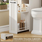 Halitaa Over The Toilet Storage Cabinet with Pulley, Space Saver Fluted Bathroom Organizer with Open Shelves, Anti-Tipping, Toilet Paper Holder Stand Toilet Rack for Bathroom, Laundry（White） - Image 6