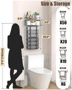 Large Towel Rack & Bathroom Towel Holder - Wall Mounted Metal Rack with Wooden Floating Shelf, Small Bathroom Towel Storage, Easy Holds 6 Large Rolled Towels, Black with Brown Plank - Image 2