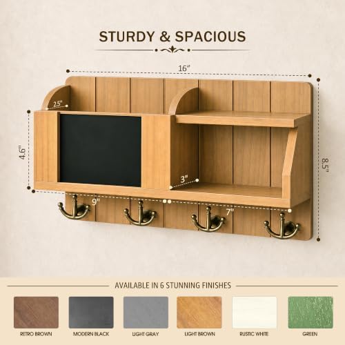 Rebee Vision Key Holder Wall Mount with Chalkboard for Home Decor, Yellow - Image 2