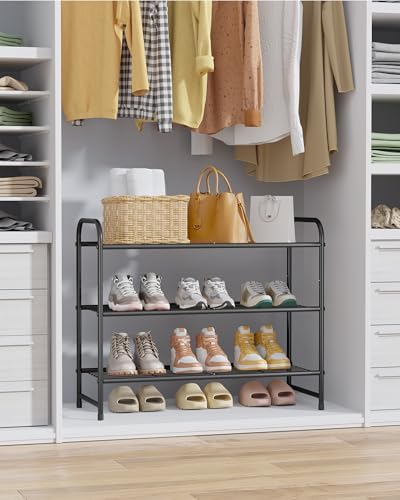 Kitsure Stainless Steel Shoe Rack Organizer, 25.6" Wide - 3 Tier, Black | Sturdy Shoe Rack for Closet and Entryway, Free Standing Shoe Shelf, Closet Organizers and Storage - Image 4