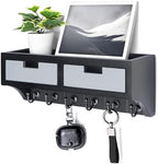 Rebee Vision Key Holder Wall Mount with Drawer for Entryway, Black & Gray by REBEEVISION