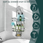 REINHARDT Adjustable Shower Caddy Hanging Rustproof Shower Organizer, Grey - Image 7