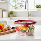 Tribello BPA-Free Plastic Food Storage Set, Red Vented Lids - Microwave, Dishwasher Safe: Perfect for Meal Prep, Leftovers, and Kitchen Organization (3 x 7-Cup) - Image 4