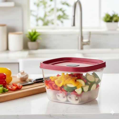 Tribello BPA-Free Plastic Food Storage Set, Red Vented Lids - Microwave, Dishwasher Safe: Perfect for Meal Prep, Leftovers, and Kitchen Organization (3 x 7-Cup) - Image 4