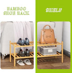 BMOSU 2-Tier Bamboo Shoe Rack Premium Stackable Shoe Shelf Storage Organizer for Hallway Closet Living Room Entryway Organizer (Natural Bamboo) - Image 4