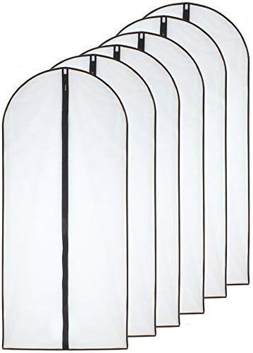 HomeClean Hanging Garment Bag (Set of 6) Lightweight Clear Full Zipper Black Dress Bags PEVA Garment Breathable Bags Cover for Closet Clothes Storage (24'' X 60'', Black) by HomeClean