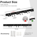 Broom Holder Wall Mount, Stainless Steel Mop Hanger with 4 Slots 6 Hooks, Tool Storage Wall Organizer for Kitchen Garden Garage Laundry Room Bathroom and RV, Black 1-Pack - Image 4