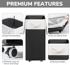 Goodpick 2-Pack Rolling Laundry Basket with Wash Bag, Hamper for Dorm, 75L - Image 4