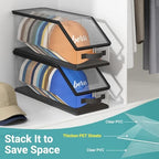 AOODA 2PCS Stackable Hat Storage for Baseball Caps, Clear Hat Organizer for Closet Holds up to 24 Caps, Men‘s Hat Box Display with Cardboard (Black) - Image 3