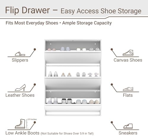 3 Flip Drawer Shoe Cabinet, Slim Metal Storage for Entryway - Image 4