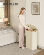 SONGMICS Laundry Hamper with Lid, 100L Laundry Basket, Bamboo Frame - Image 2