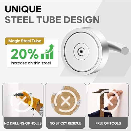 Neosmuk Magnetic Hooks Steel Tube Design for Cruise,32lb+ Silver,10 Pack - Image 2