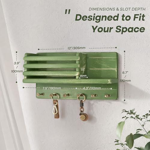 Rebee Vision Key Holder Wall Mount with 8 Key Hooks for Room Decor, Green - Image 2