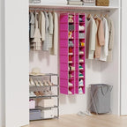 MAX Houser 2 Pack 10 Tier Slim Hanging Shoe Organizer Pink | Foldable Hanging Shoe Storage Shelf with 2 Metal Hooks, Space Saving Storage for Narrow Space - Image 6