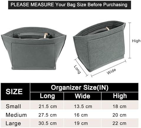 LOUKAYCCI Felt Purse Organizer Insert for Longchamp Le Pliage L Handbag Insert (Light Grey, Large) - Image 2