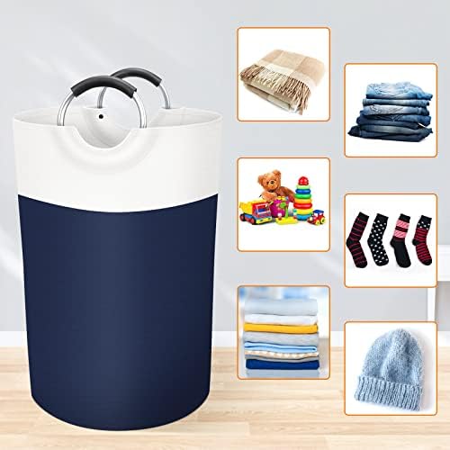 BlissTotes 75L Laundry Basket, Freestanding Collapsible Hamper, Blue - Image 4