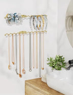 NiHome Wall Mounted Metal Jewelry Organizer Racks for Necklaces, Earrings, Bracelets, Rings, Decorative Display Wave Design Storage Holders for Bedroom, Bathroom, Kitchen, Entryway (2-Pack, Gold) - Image 2