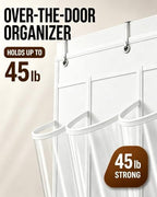 Over-the-Door Shoe Organizer with 24 Crystal Clear Pockets, White - Image 5