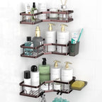 AKTECKE Corner Shower Caddy Organizer Shelf: Adhesive No Drilling Shower Rack Bathtub Shelves - 3Pack Rustproof Bathroom Shower Shelf by AKTECKE