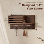 Rebee Vision Pine Wood Key Holder Wall Mount with Shelf for Entryway, Brown - Image 2