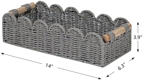 CubesLand Scalloped Toilet Paper Storage Basket W/Handle for Home Decor - Image 5