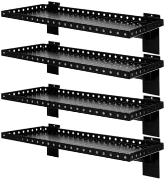 Slatwall Shelves 24x10 Inch, Slatwall Accessories for Retail, Garage, Home Storage, Heavy Duty Slat Wall Hanging Shelf (4, Black) by Unknown