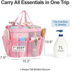 Mesh Shower Caddy Portable - 8 Pockets, S-Hook, Shower Bag for Dorm Camping - Image 2
