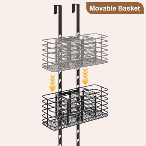 Yuyetuyo 7-Tier Over The Door Organizer, Shower Caddy Hanging &Wall Mounted Hair Tool Organizer/Hair Dryer Holder Adjustable, Behind Door Storage for Bathroom Bedroom Closet Cabinet Pantry Kitchen - Image 4