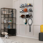 BTY Ball Holder Wall Mount Garage Sports Equipment Organizer 3 Separate Wall Ball Storage Rack with 6 Hooks for Basketball Football Soccer Volleyball - Image 6