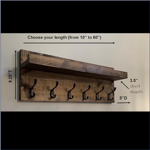 Coat Rack with Shelf Wall Mounted with Storage (Choose Your Length) Towel Rack Entryway Organizer Key Hooks (28" L (7 Hooks)) - Image 2