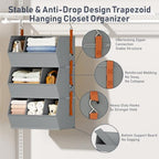 Hanging Closet Organizer Extra Large, Clothes Hanging Shelves for Closet with Divider, Collapsible Closet Storage System, Fabric Storage Bins for Home, Dorm, Rv, Sweaters, Handbags, Underwear, Sock - Image 4
