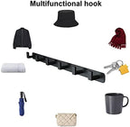 Coat Rack, Heavy Duty Stainless Steel 6 Tri Coat Hook Hanger, Wall Mounted Wall Hooks, Rustic Clothes Hook/Key Hook Rail for Bathroom Kitchen Entryway(2 Pack, 6 Hook Black) - Image 4