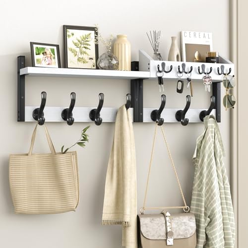Evermagin 29" Coat Rack Wall Mount with Shelf for Entryway, White by Evermagin