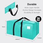 VELVETSURE 12 Pack Heavy Duty Large Moving Bags W/Backpack Straps - Strong Handles & Zippers, Storage Totes For Space Saving, Fold Flat, Alternative to Moving Box and Storage Bin, Aquamarine - Image 2