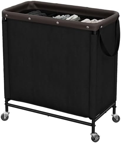 StorageWorks 3 Section Laundry Hamper, 120L Black Sorter Cart with Wheels by StorageWorks