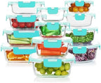 KOMUEE 24 Pieces Glass Food Storage Containers Set, Green by KOMUEEUS