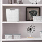 Curver Set of 4 Large Cube 17L Jute Decorative Plastic Organization and Storage Baskets - Perfect Bins for Home Office, Closet Shelves, Kitchen Pantry and All Bedroom Essentials, White - Image 3