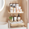 Delamu 4-Tier Makeup Organizer, Bathroom Counter Storage, 2 Drawers, Amber by DELAMU