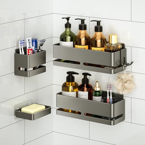 Bathroom Shower Caddy,No Drill Shower Shelves(5-piece Set-Grey) by Unknown