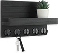 Lwenki Key Holder for Wall, Decorative Key and Mail Holder with Shelf Has Large Hooks for Bags, Coats, Umbrella – Paulownia Wood Key Hanger with Mounting Hardware (9.8”W x 6.7”H x 4.2”D) by Lwenki