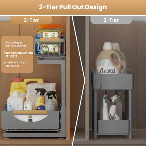 Under Sink Organizer and Storage for Bathroom and Kitchen - 2 Pack 2 Tier - Image 3