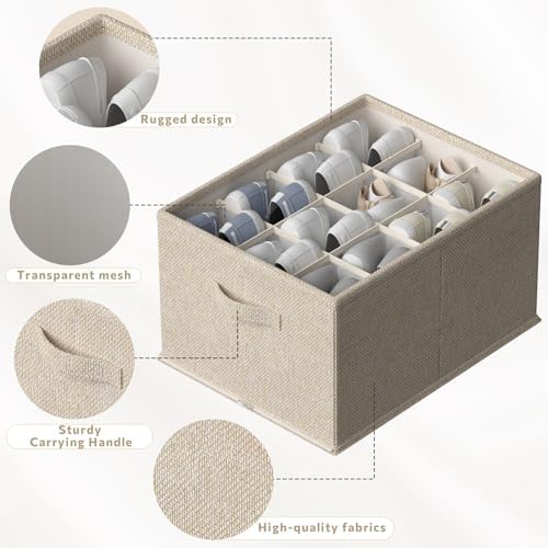 FHSQX 2 Pack Shoe Organizer for Closet,Foldable Shoe Organizer,Fits up to 24 Pairs,Storage Containers With Bottom Support for Shoes | Foldable - Image 4