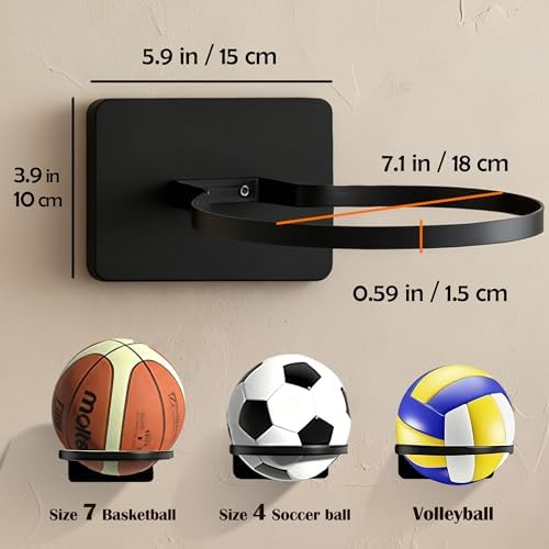 Basketball Holder Wall Mount — Ball Holder Wall Mount,Ball Storage Display Rack for Autograph Basketballs, Soccer/Volleyball Holder，Sports Accessories Organizer - Image 5