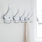 Dseap Coat Rack Wall Mounted - 5 Tri Hooks, Heavy Duty, Stainless Steel, Metal Coat Hook Rail for Coat Hat Towel Purse Robes Mudroom Bathroom Entryway, Silver - Image 4
