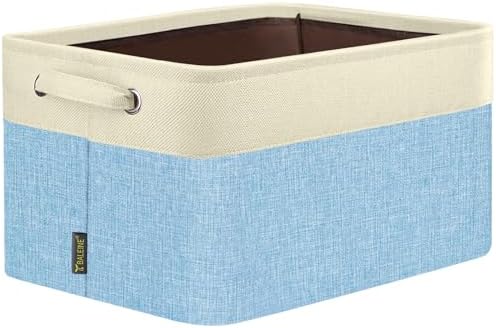 BALEINE 1 Pack Fabric Closet Storage Bins for Shelves, Linen Closet Organizers and Storage, Decorative Baskets for Organizing, Shelf, Clothes, Home, Office (Skyblue, 17''x13''x10.5'') by BALEINE