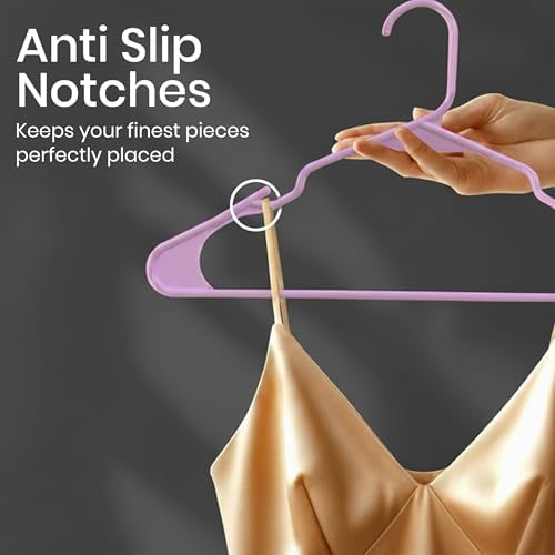 Utopia Home Plastic Hangers 50 Pack – Space Saving Clothes Hanger Pink | Durable & strong | Closet organizer & storage | Ideal for apartments, dorms & stocking stuffers - Image 3